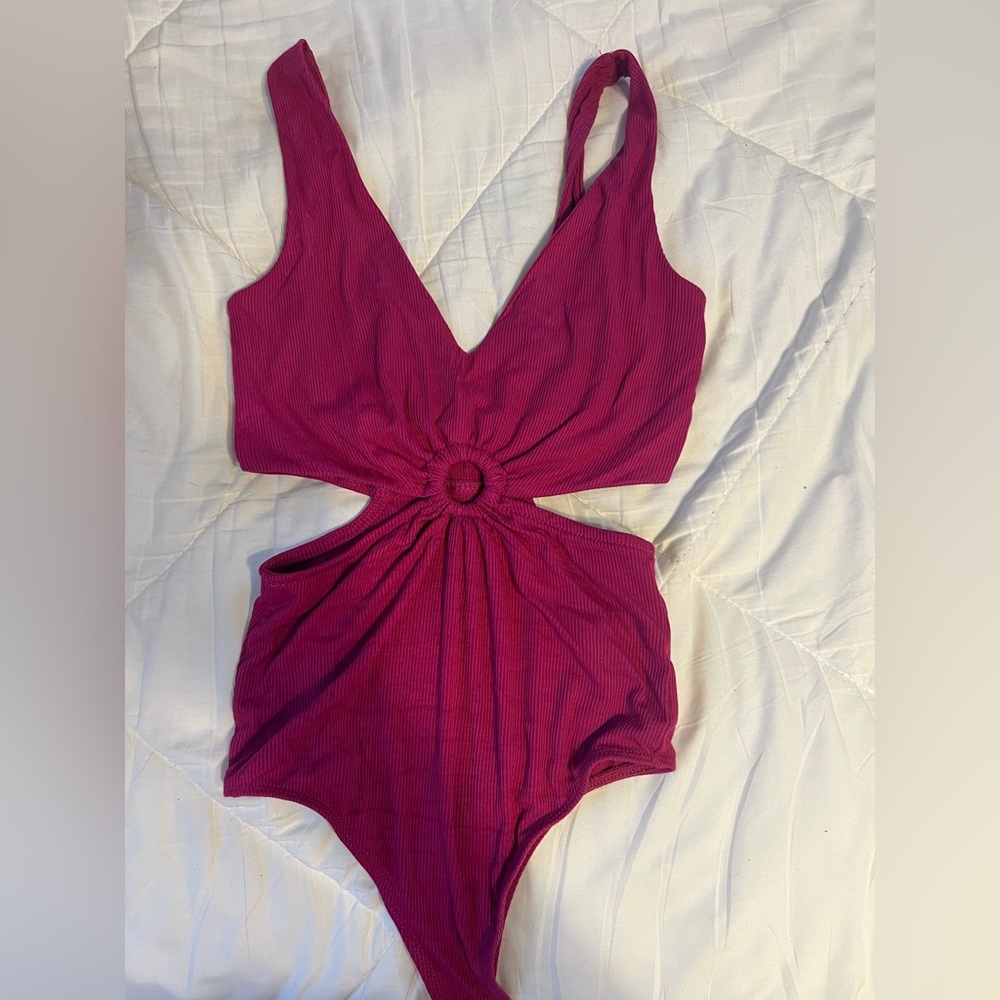 Tight Cutout Magenta Bodysuit
